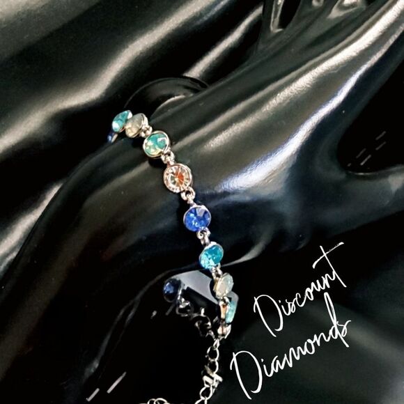 Multi Colored Topaz Tennis Bracelet on 925 Sterling Silver - Picture 4 of 4